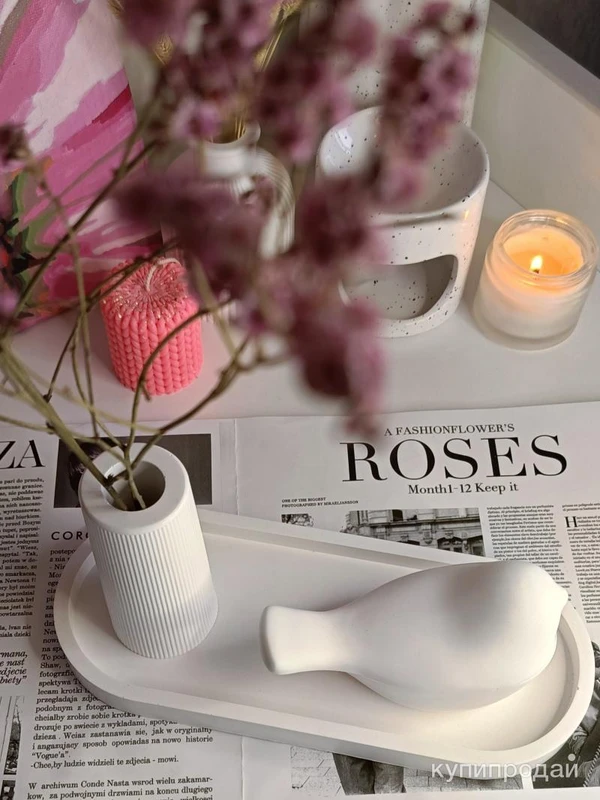 Фото Вазы для сухоцветов из гипса ручной работы