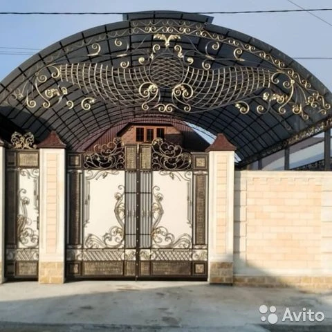 Фото кованные изделия навес, перила, ворота.