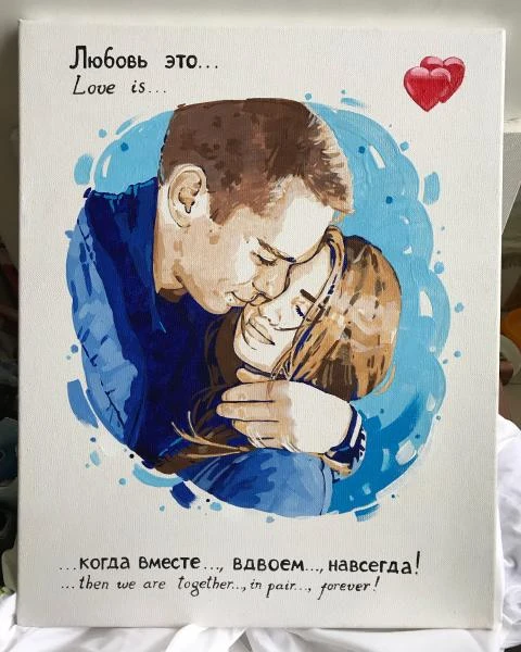 Фото Поп арт портрет пары Love is...