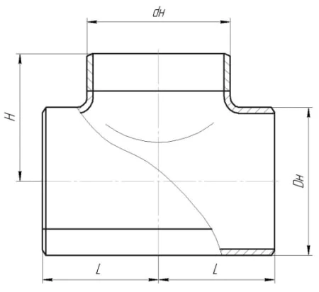 Фото Тройник 1420х17-1220х14-1,6 МПа-ст.20 с наружным АКП №12 ГОСТ 9.602-16