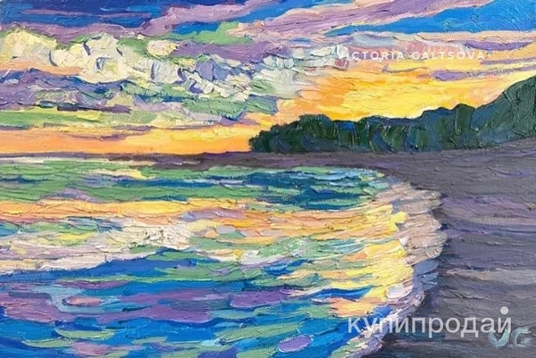 Фото Картина маслом «Закат в Репино»