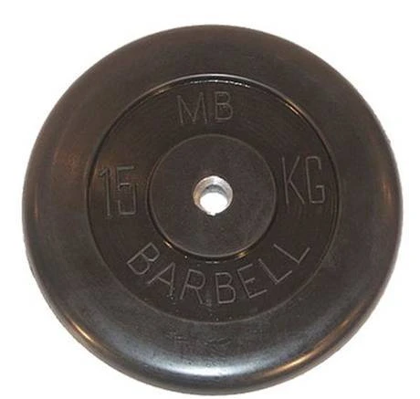 Фото Диск обрезиненный черный MB Barbell d-26mm 15кг