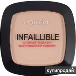 Фото №2 компактная пудра для лица LOREAL INFALLBLE тон 160 бежево песочный 24 H стойкая
