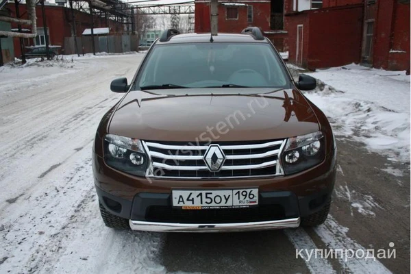 Фото Renault Duster 2012- Защита передняя (ОВАЛ) D 75х42