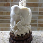 фото Статуэтка Слон и Погонщик слоновая кость антиквариат