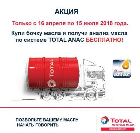 Фото Акция: бочка TOTAL RUBIA TIR 9200 5W30 бесплатный анализ м