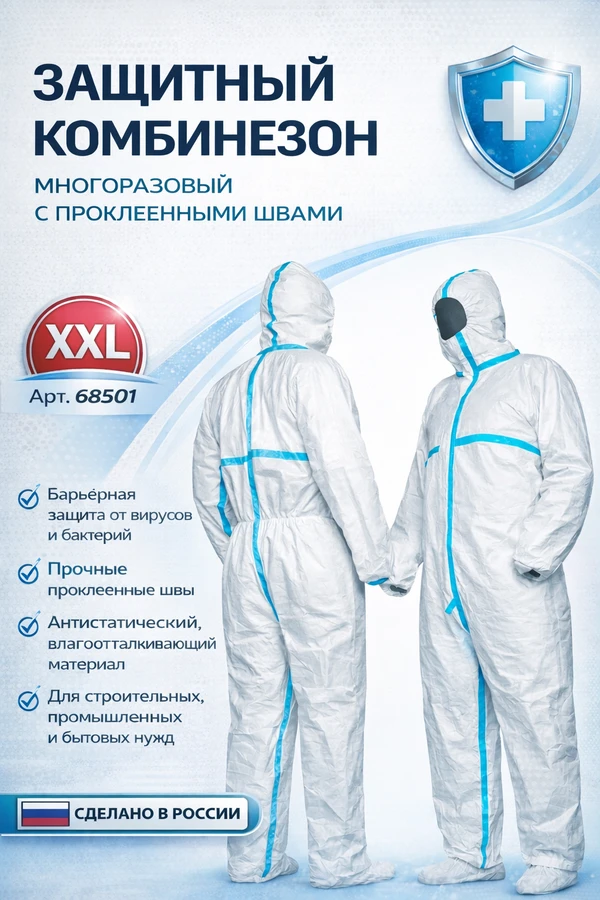 Фото Защитный комбинезон многоразовый с проклеенными швами XXL