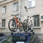 Перевозка велосипедов на крыше авто