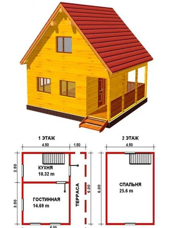 Фото Построим дом 6м х 6м, 2 этажа, 54м2 за 60 дней!