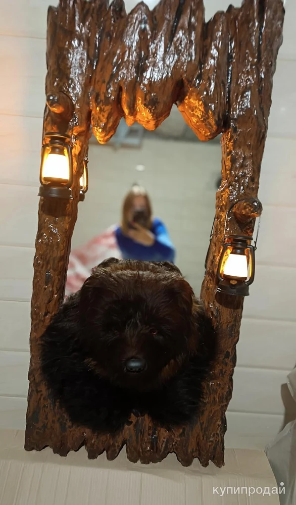 Фото Эксклюзивное зеркало ручной работы с медведем