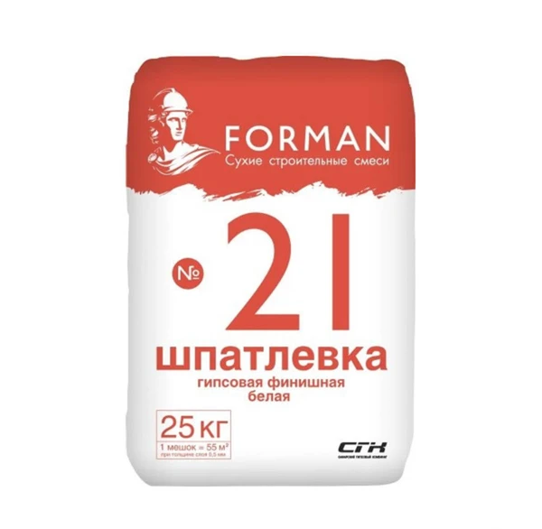 Фото Шпатлевка гипсовая Forman 21 Белая для финишной отделки