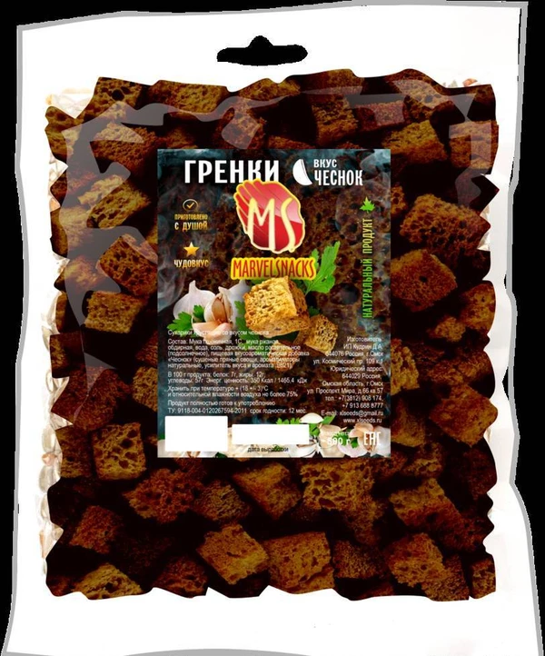 Фото Гренки со вкусом чеснока 500 гр/10 шт