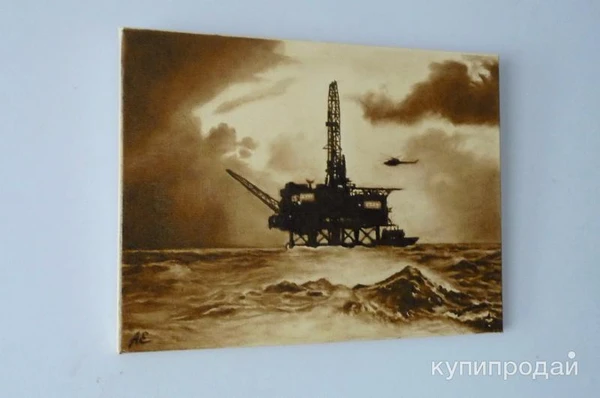 Фото Картина нефтью "Буровая платформа"