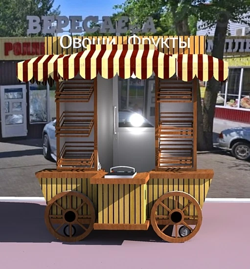 Фото Телега - киоска для продажи фрукты - овощи