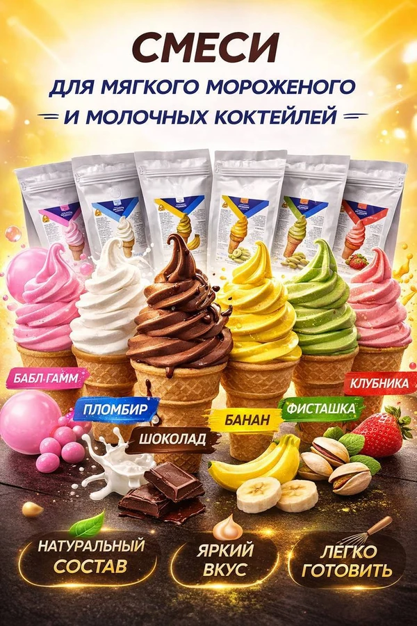 Фото Сухая смесь для молочных коктейлей и мягкого мороженого