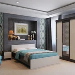 Фото №3 Спальный гарнитур кровать с матрасом комфорт и шкаф-купе