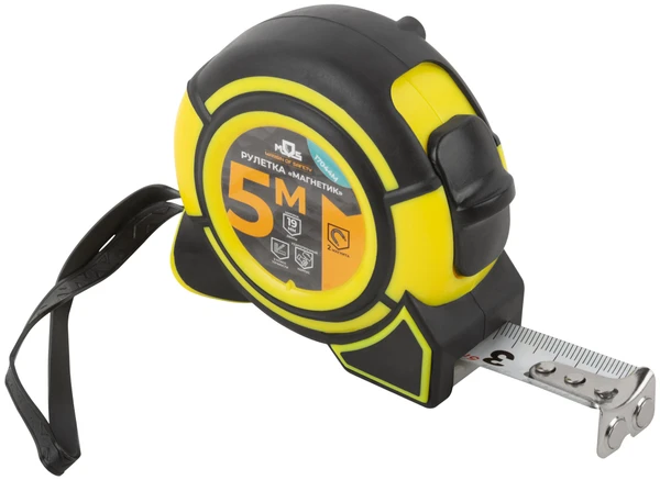 Фото Рулетка Магнетик 5 м x 19 мм Магнитный крючок MOS 17044М