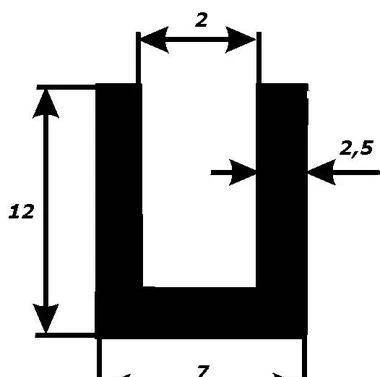 Фото Резиновый п-образный профиль 12х2х2,5 мм