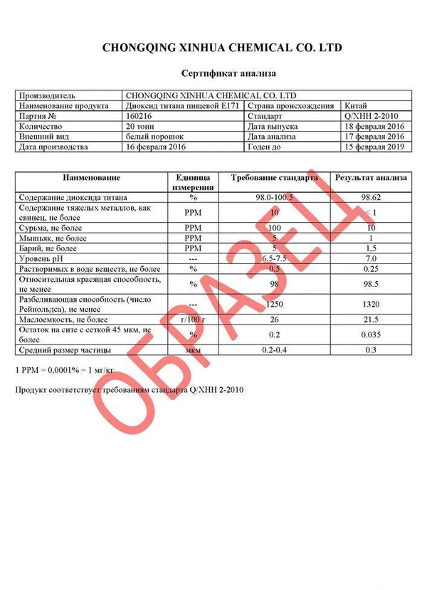Фото Диоксид титана пищевой е171