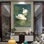 Картина маслом Два белых лебедя
