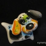Фото №2 Статуэтка фарфоровая СОБАКА ЩЕНОК hand made 4,5 см