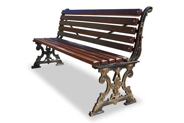 Фото Скамейка чугунная «АМПИР» без подлокотников (2 м)