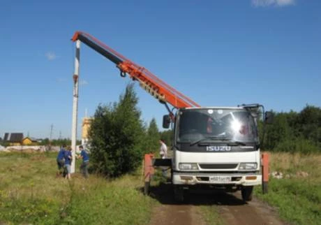 Фото Установка опор железобетонных, ж/б деревянных, ЛЭП, ВЛ.