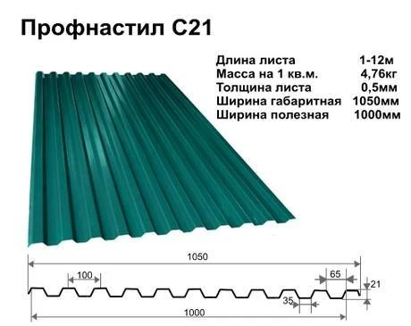 Фото Профнастил С-21 зеленый