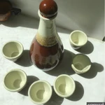 Фото №7 Набор винтажный: штоф со стопками (керамика)