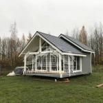 Фото №4 строительство дома под ключ с панорамным остеклением 