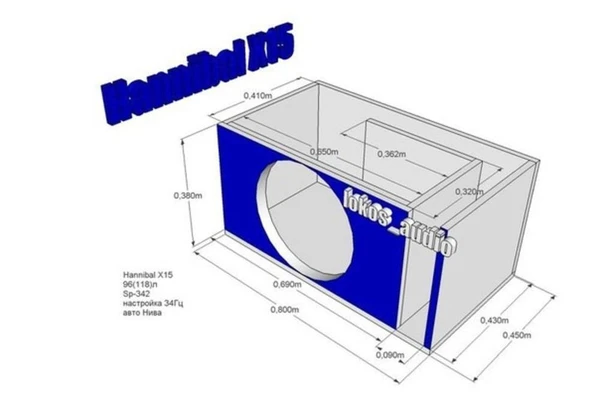Фото Расчет короба сабвуфера, чертеж
