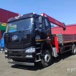фото FAW CA3250 6х4 бортовой с КМУ HORYONG HRS216
