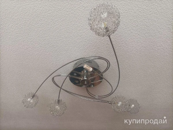 Фото плафон стеклянный шар G9, люстра потолочная