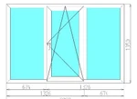 фото Трехстворчатое окно пластиковое 2000 мм * 1350 мм