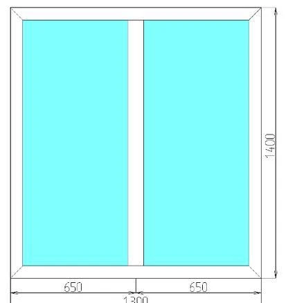Фото Окно пластиковое двухстворчатое глухое 1300*1400 мм