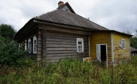 Фото Бревенчатый дом в тихой деревне, недалеко от речки,