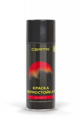 Фото Эмаль термостойкая антикоррозионная «CERTA®». Аэрозоль 0,52 л Черный до + 800 °С