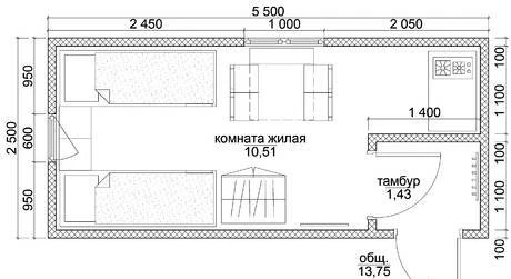 Фото Бытовка 6х2,5 с тамбуром