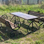 Фото №3 Комплект садовой мебели «УЗОРНЫЙ» (скамейки, стол, кресло)  (2 м)