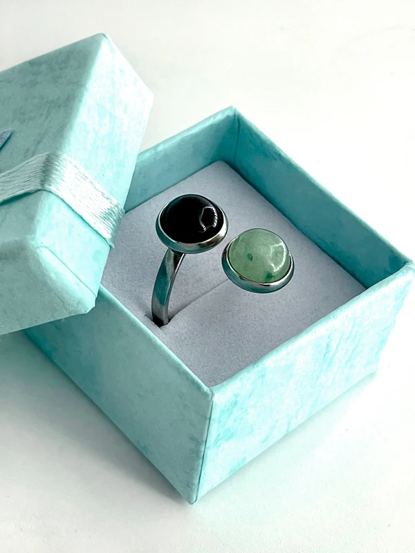 Фото Кольцо безразмерное агат+авантюрин бижутерия