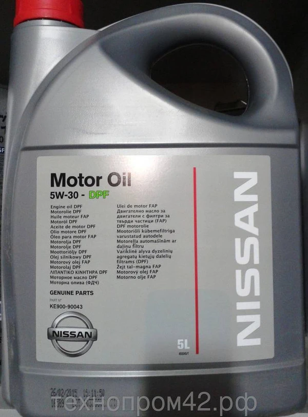 Фото Моторное масло Nissan Motor Oil 5W30 SM DPF (5л.) синтетика,