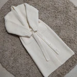 Фото №3 Молочное пальто , кардиган ручной работы шерсть, спицы