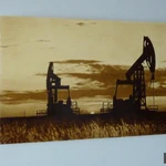 Фото №2 Картина нефтью "Нефтекачалки на закате"