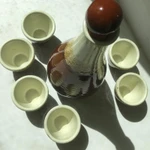 Фото №4 Набор винтажный: штоф со стопками (керамика)