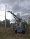 фото Установка столбов ЛЭП, фонарей освещения