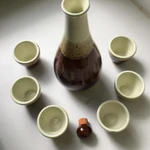 Фото №3 Набор винтажный: штоф со стопками (керамика)