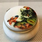 Фото №3 Шкатулка "Серый кот" из натурального камня Селенит