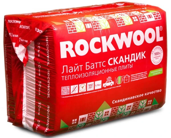 Фото Качественный утеплитель Rockwool Роквул ЛАЙТ БАТТС Скандик