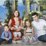 Картины, портреты, семья, дети, интерьер, масло