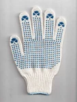 Фото №2 Перчатки Х/Б с ПВХ 5 нит.7,5 класс (белые) Gloves with PVC c